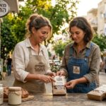 כיפת ברזל עסקית: למה שיווק בזמן מלחמה הוא הכרח לאומי - תמונה שמצביעה על ערבות עדדית, שתי נשים עובדות מחוץ למאפיה ומכינות מיני מאפה לתרומה