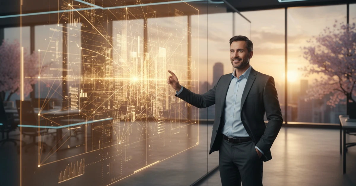 שיווק דיגיטלי - ייצוג ויזואלי של אסטרטגיית שיווק דיגיטלי חכמה ומדויקת לקראת חג הפסח, המציג מטאפורה של "ניקיונות דיגיטליים" וארגון מחדש של נכסי העסק ברשת.