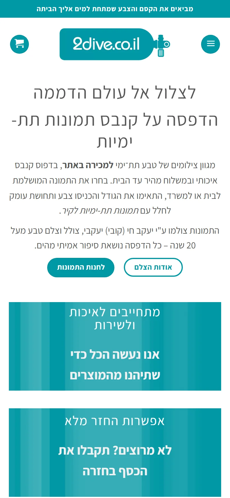 אתר 2Dive בתצוגת נייד - לצלול אל עולם הדממה